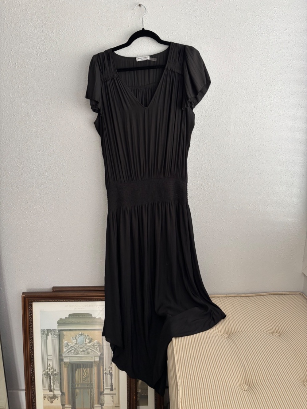 Ramy Brook Black Short Flutter Sleeve Maxi Dress - Size L